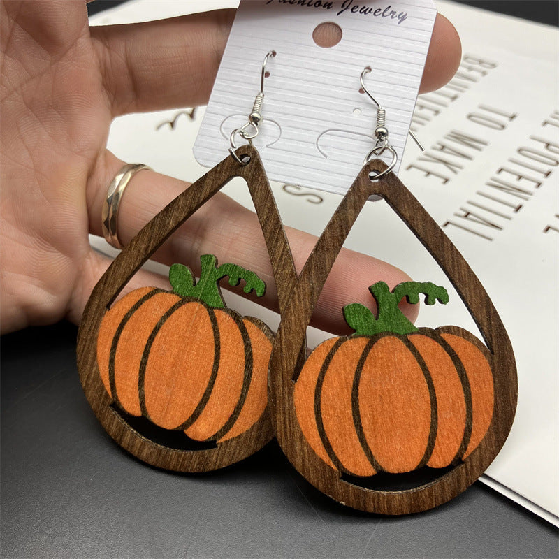 Wholesale Halloween Double Sided Wood Earrings